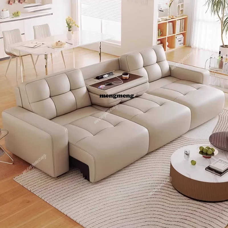 

Italian Luxury Sofas Genuine Leather Extendeble Bedrooms Straight Sofa Comfortable Convertible Divano Soggiorno Home Furniture