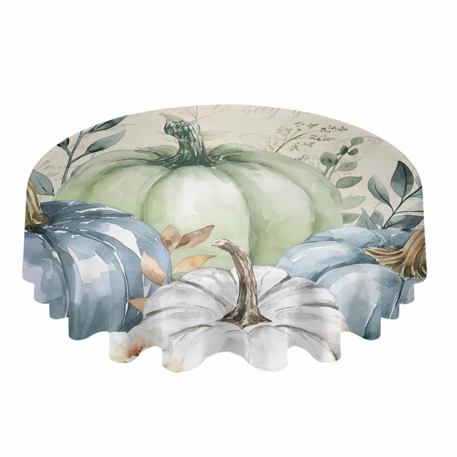 Thanksgiving Autumn Leaves Waterproof Tablecloth Tea Table Decoration Round Table Cover For Kitchen Wedding Home