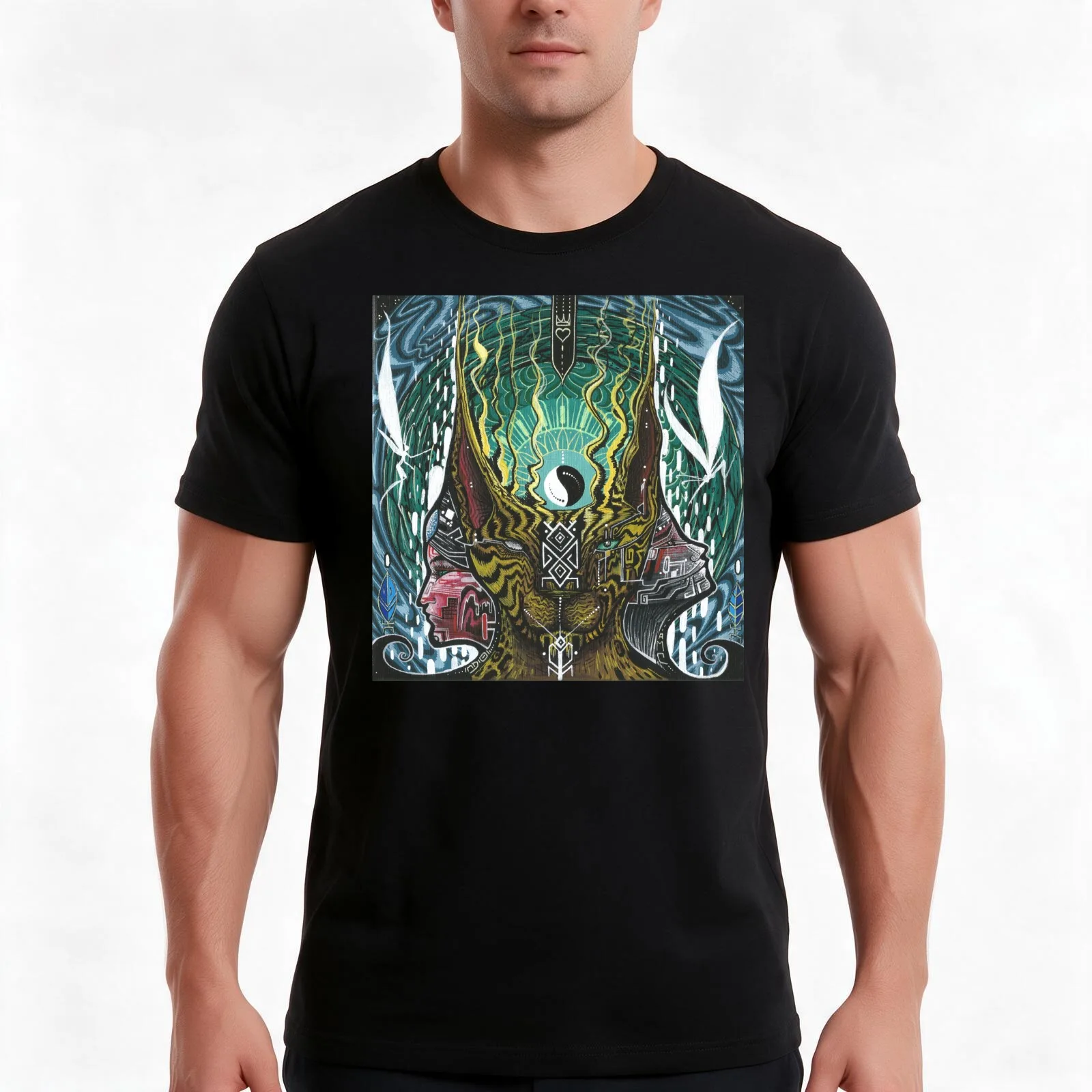 Light and shadow T-Shirt, Summer Casual Cotton Tee, Oversized Streetwear Tops, Vintage Graphic Print, Loose Fit Short Sleeve