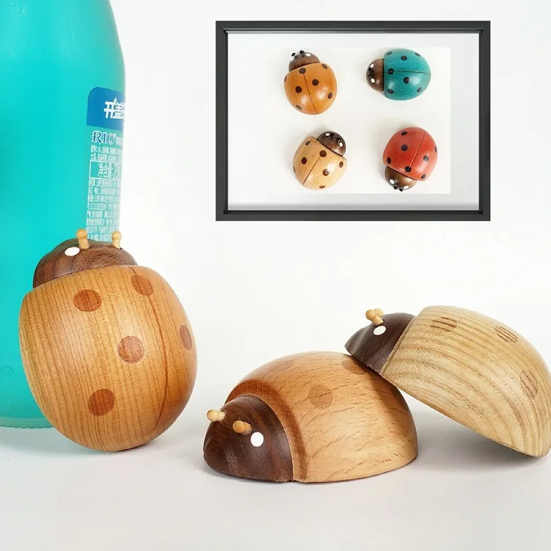 

Solid Wood Ladybug Beer Bottle Opener Decorative Refrigerator Magnets Perfect Fridge Magnets for House Office Personal Use