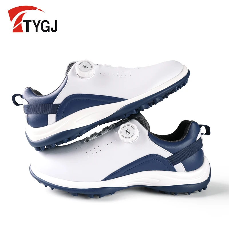 TTYGJ Golf Shoes Men\'s Casual Sports Shoes Knob Shoelaces Golf Waterproof Shoes Lightweight Spikeless Shoes