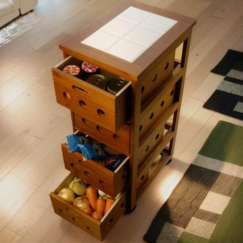 

Mediterranean cabinets Solid wood dining side Kitchen living room storage chest Narrow Storage remova