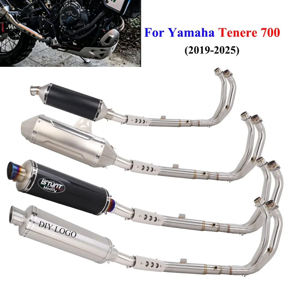 Tenere 700 Exhaust System For YAMAHA Tenere 700 2019-2025 Motorcycle Exhaust Escape Muffler Front Link Pipe Stainless Slip On