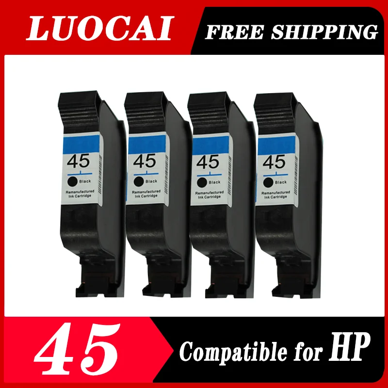 

4PCS BLACK 45 Ink cartridge Clothing plotter 45 ink cartridge Compatible For HP 51645A 1280 1180 PRINTER