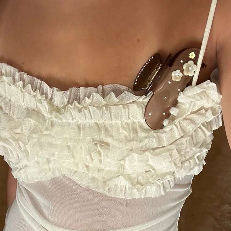 الفاخرة كريستال زهرة براون مشبك شعر كليب للنساء الفتيات متوسطة الحجم الاكريليك مشبك شعر خمر إكسسوارات الشعر الخريف الشتاء