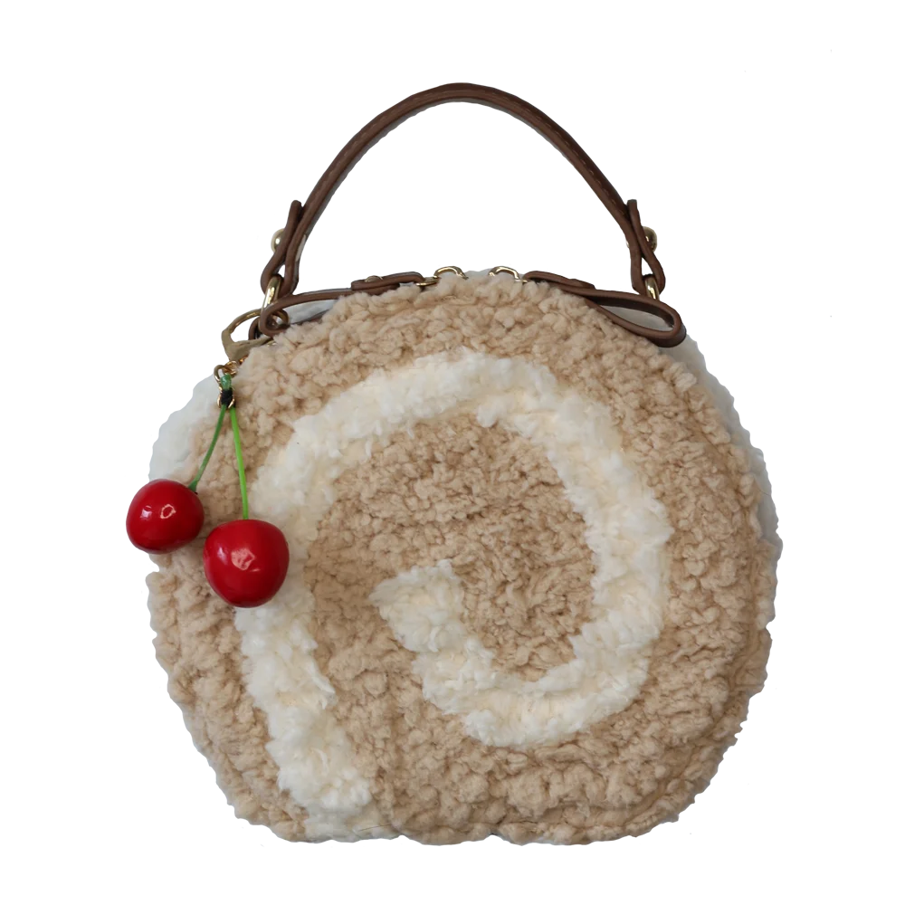 JIAERDI Sweet Lovely Cake Roll Mini Handbag Women Lolita Compact Plush Soft Shoulder Bags Ladies Kawaii Round Crossbody Bag 2025
