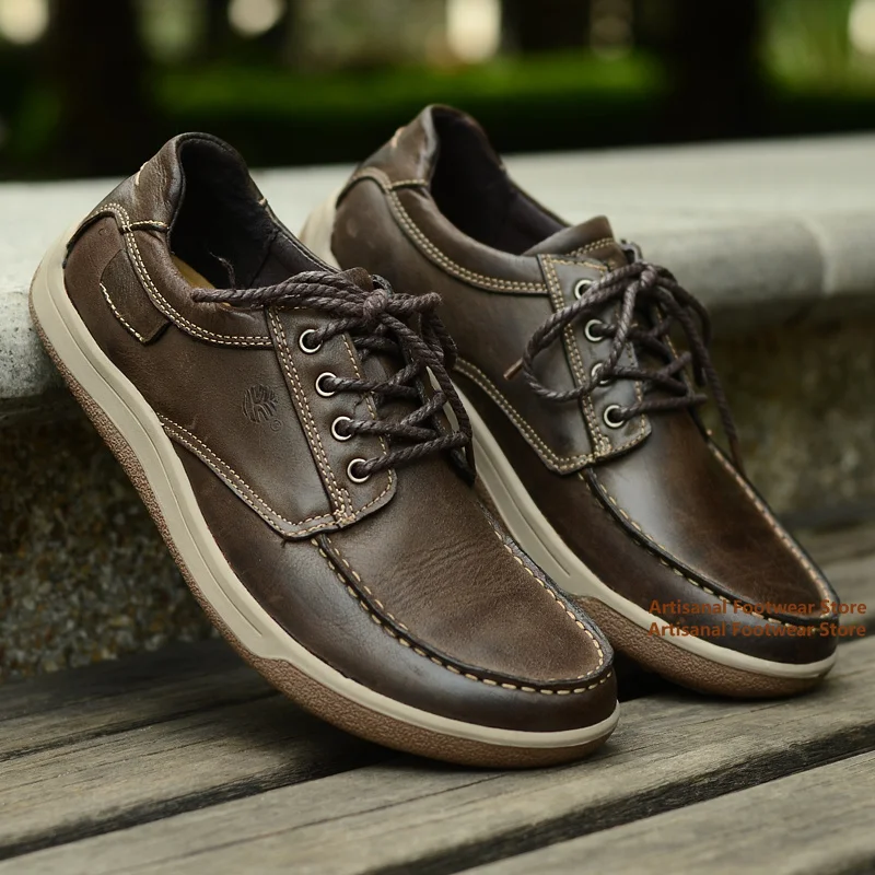 

Мужская кожаная повседневная обувь на толстой подошве. Обувь для вождения на шнуровке в британском стиле. Мужская обувь. Обувь из мягкой кожи для отдыха и отдыха.