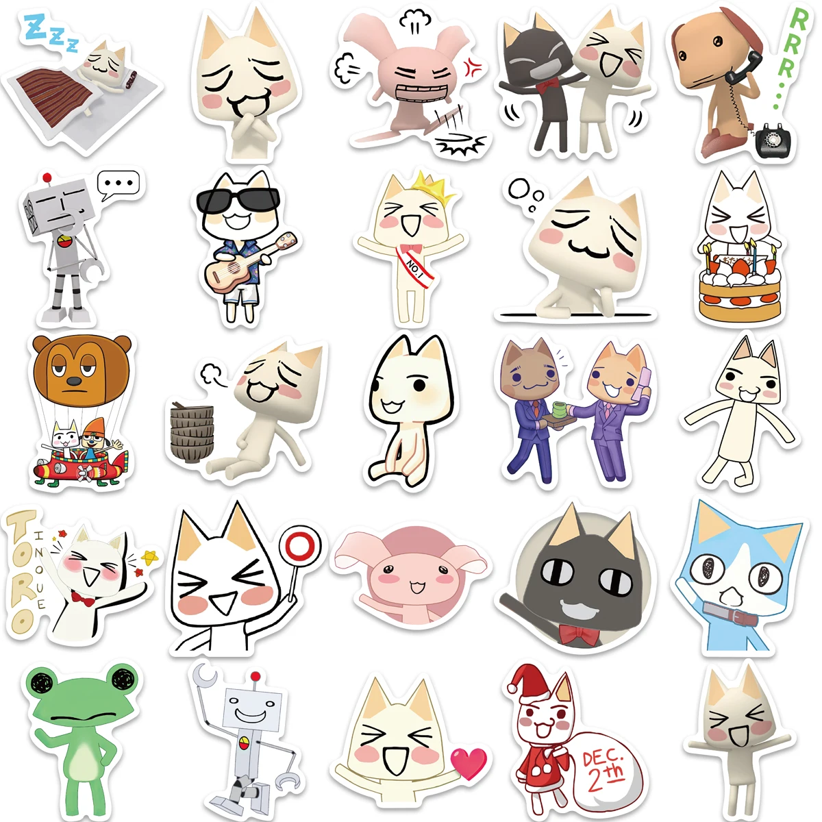 50PCS Toro Inoue Cat Kawaii Stickers Catoon Waterproof Graffiti Vinyl Decals Laptop Toy Kid Gifts