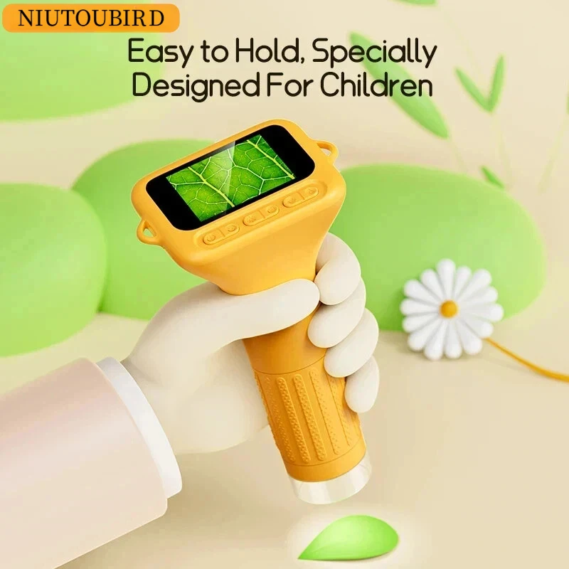 

Цифровой микроскоп 1000x для детей с 2-дюймовым IPS-экраном, 2-мегапиксельной оптической линзой, камерой и функцией видеосъемки, в качестве подарка на Рождество или день рождения