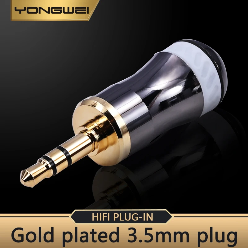 YONGWEI  headphone 3-pole AUX car DIY welding plug Pure copper 3.5mm TRS audio plug, suitable for notebook, computer 3.5mm,