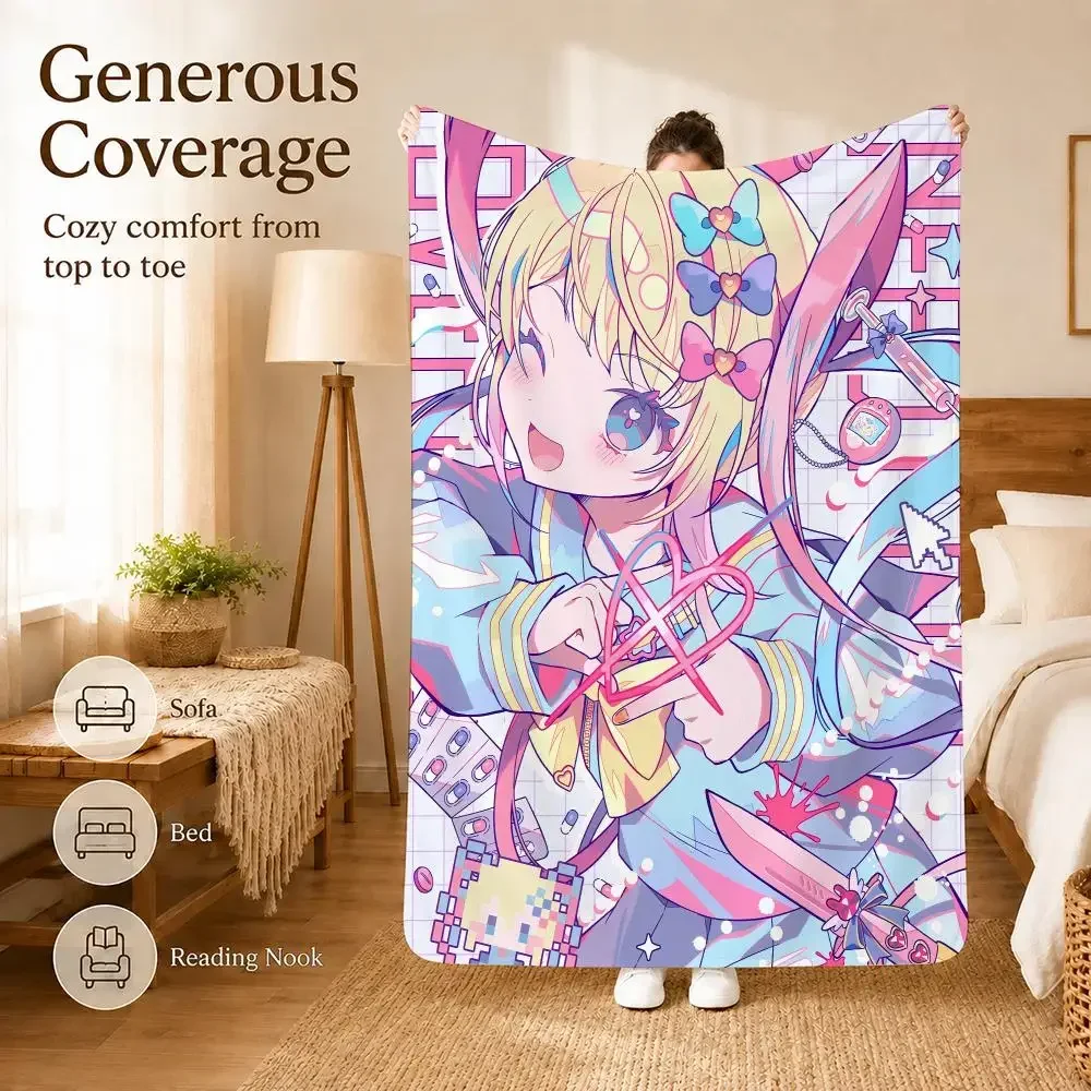 Edgy Needy Girl O-Overdose Game Throw Soft Lightweight Flannel Blanket for Sofa Couch Bedroom Living Room Home Decor
