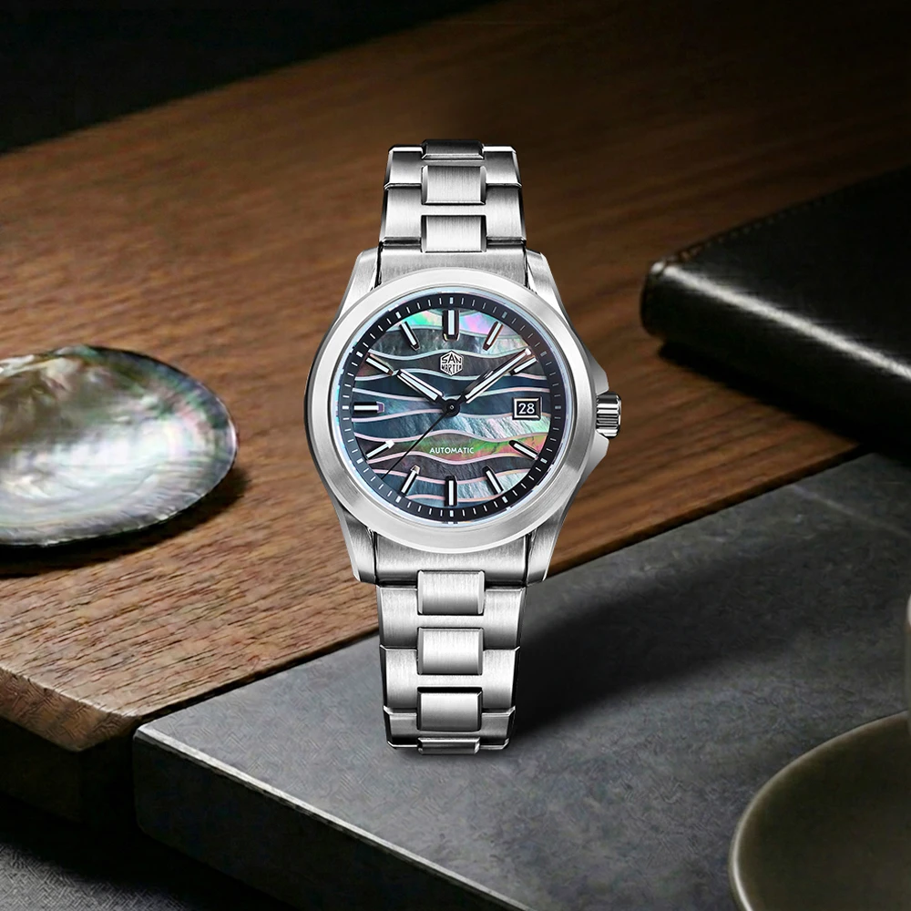 San Martin Watch SN0150 39mm Men Luxury Dress Miyota 9015 Automatic Mechanical Watches With Splicing Mop Dial 100m Waterproof