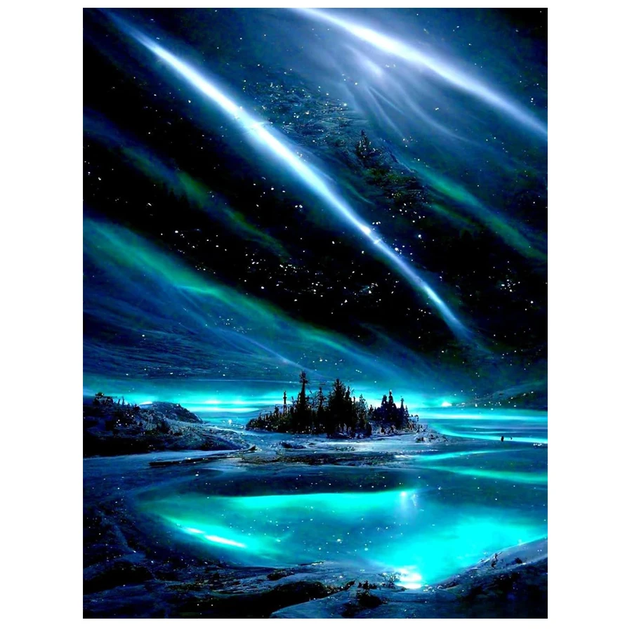 Northern Lights landscape Diamond Painting cross Stitch Starry sky at night Full Drill Diamond Mosaic Embroidery new Home Decor