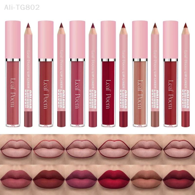 1 セット 2-in-1 マットリップメイクアップキット リップライナーペン付き 12 色 防水 長持ちする万能ギフト 完璧なメイクアップに最適