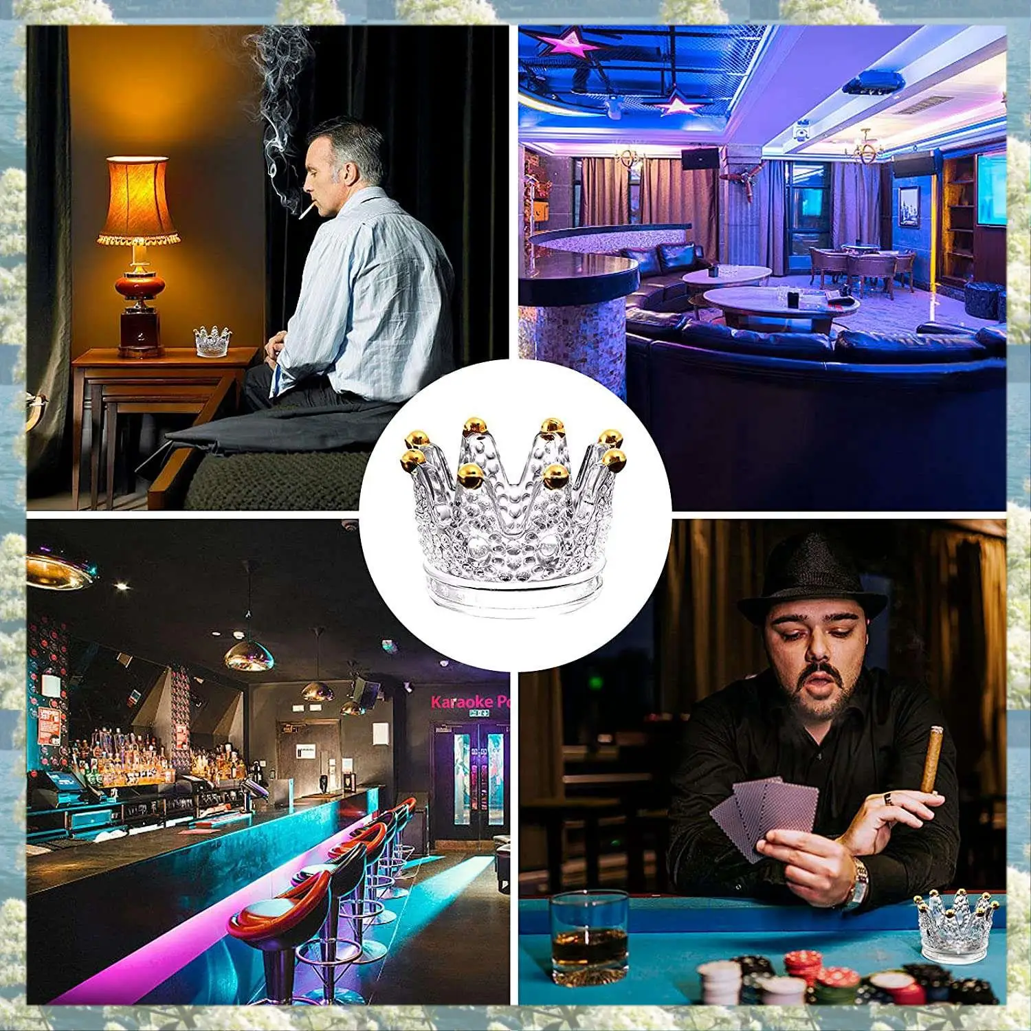 X17A 2025 NEW-Creative Crown Glass Ashtray Creative Dining Table Candle Holder Decoration Home Office Decoration Transparent Gol