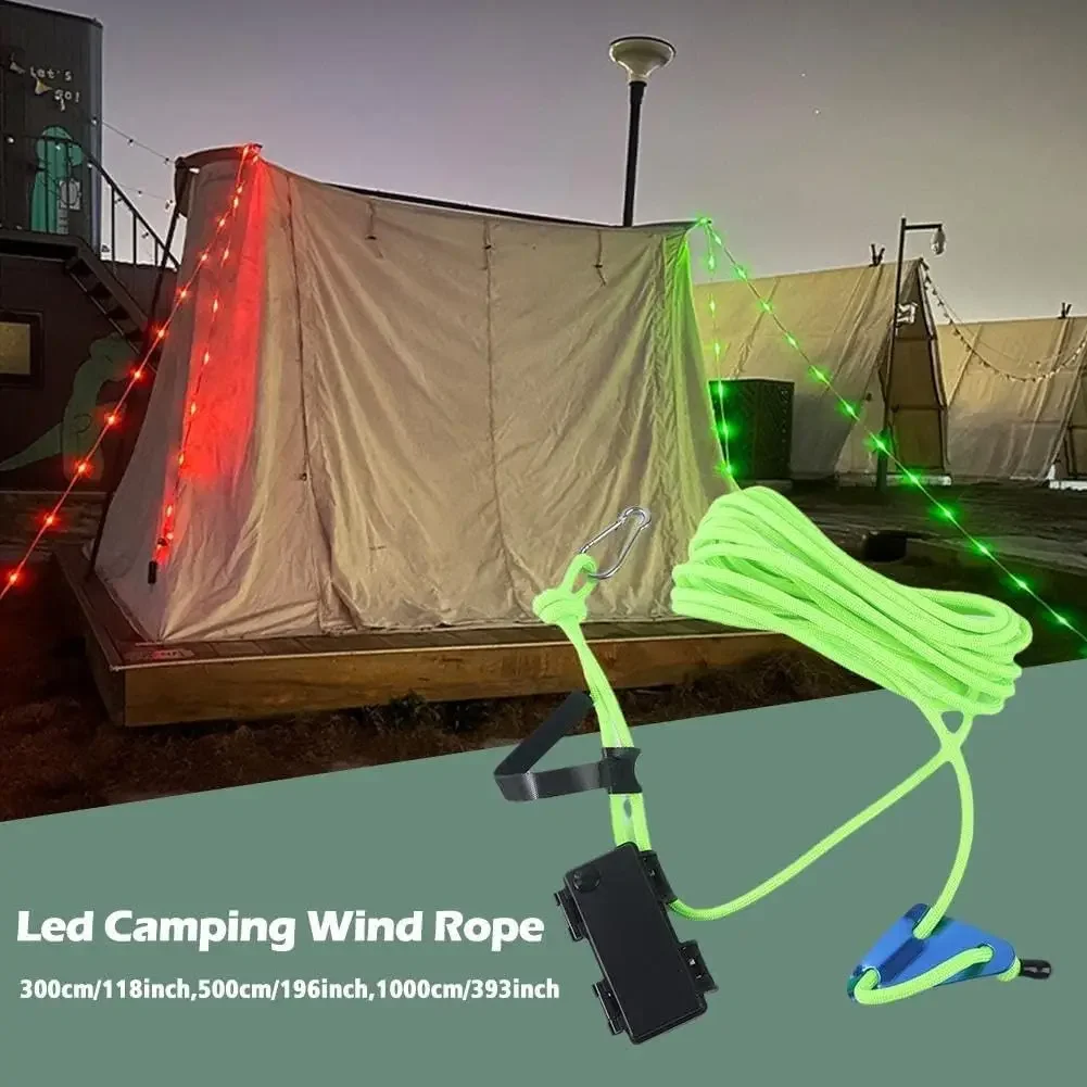 Led Camping Wind Rope Luminous Lamp Awning Tent Roof Anti-trip Night Warning Rope Atmosphere Lamp Outdoor Windproof Rope Light