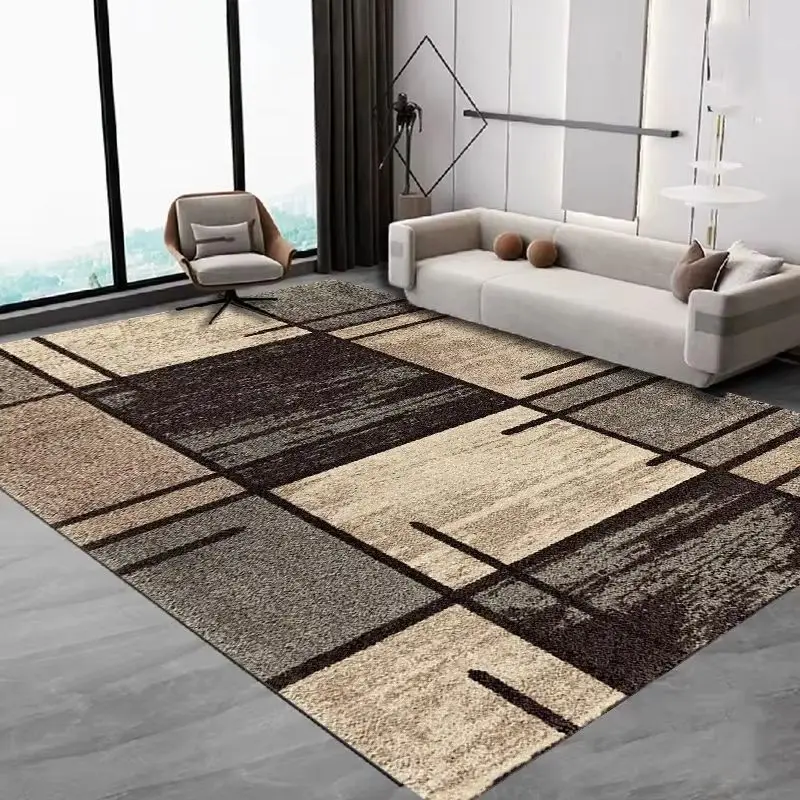 VIKAMA Modern Geometric Area Rug Abstract Semicircle Living Room Carpet Teal Gray Black Non Slip Washable Soft Mat Bedroom Decor