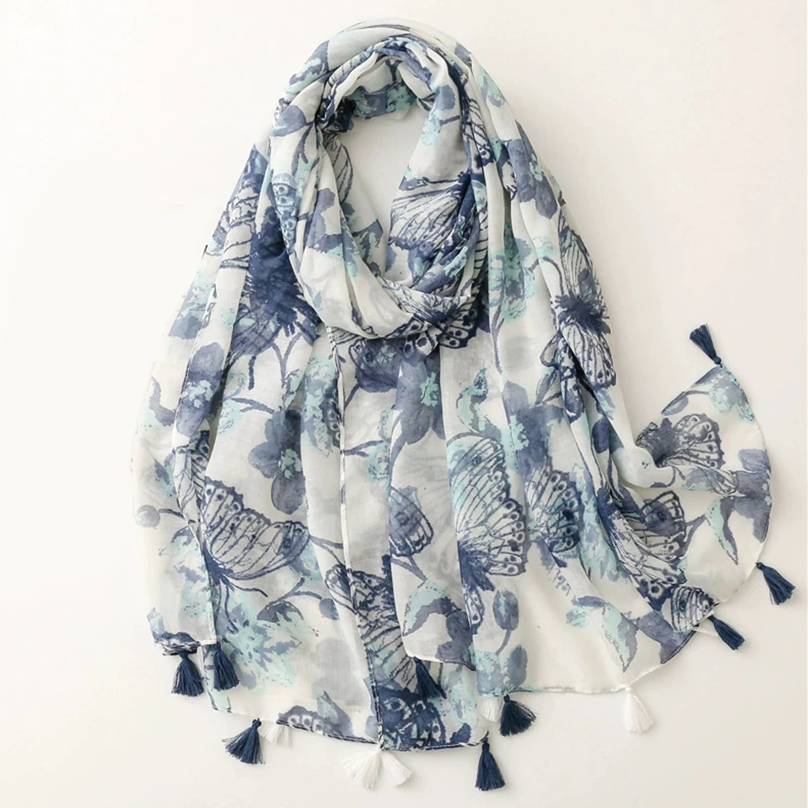 180 * 85cm Bandanna Muslim headscarf outdoor cotton and linen scarf the four seasons warm tassel shawl popular print beach towel