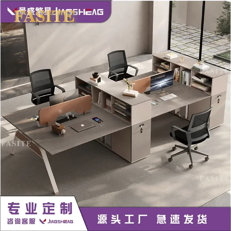 For Modern Simple Office Desk and Chair Combination 4 or 6 Seats Staff Workstation Full Set Furniture