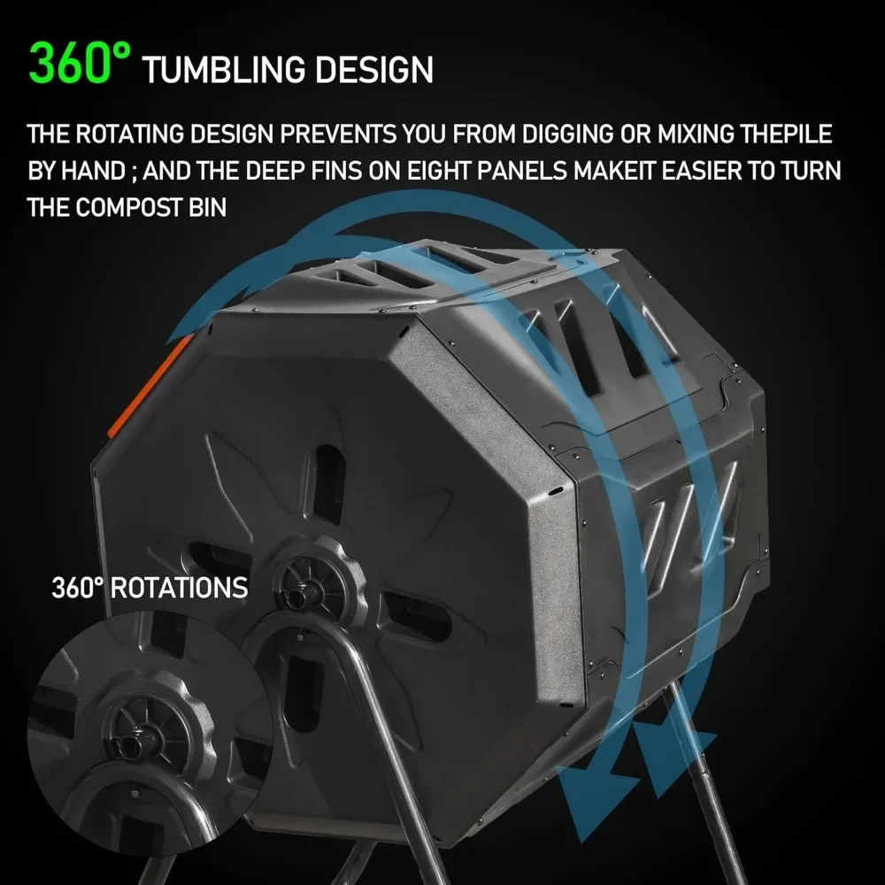 Наружная корзина для компостирования, двухкамерная корзина для компоста на 43 галлона, вращающаяся корзина для компости с раздвижной дверью