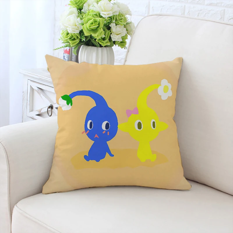 Comic pillowcase cute P-Pikmin custom double-sided printed sofa cushion cover for children's room headboard cushion 40x40cm