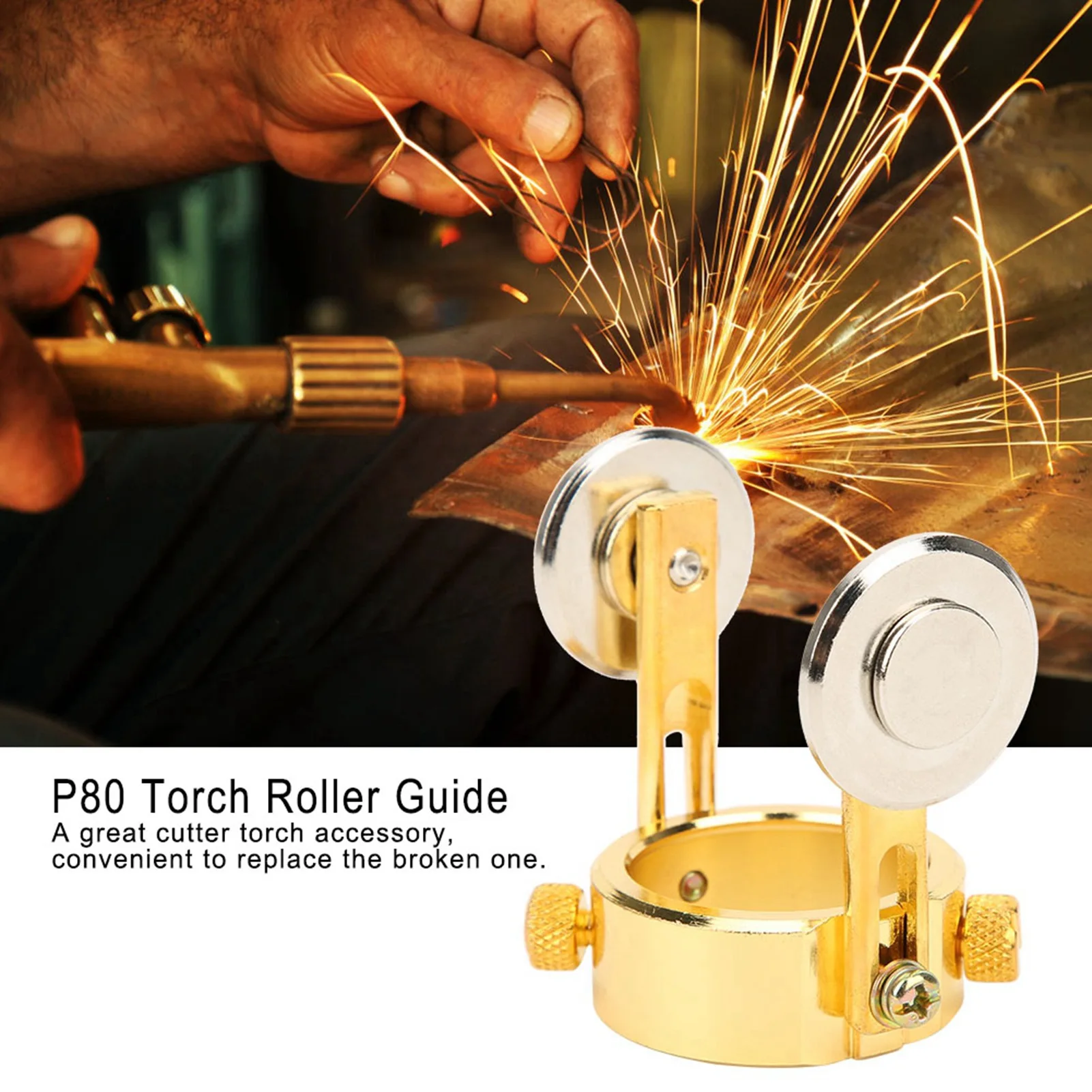 P80 Plasma Cutter Torch Roller Guide Metal Wheel Matching 2 Screws Copper Plating On Surface Torch Compass Roller Guide
