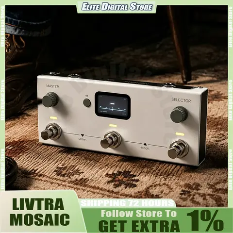 LIVTRA MOSAIC Mobile Creation Multi-effects Processor 3-Switch 8h Battery USB-C Rec 30 Amps/Cabs IR/NAM AI Drum APP Customized