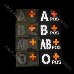 Reflective IR  Large Blood Type A B O Night Identification Badge First Aid Magic Patches Helmet Morale Badge Military Acessories