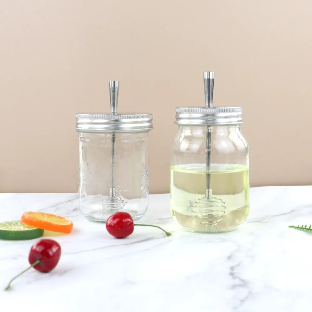 

Durable Detachable Hoop Lid Honey Dipper Lid 304 Stainless Steel 70/86MM Honey Stirrer Lid Spiral Rust-proof Mason Jar Lid Jam