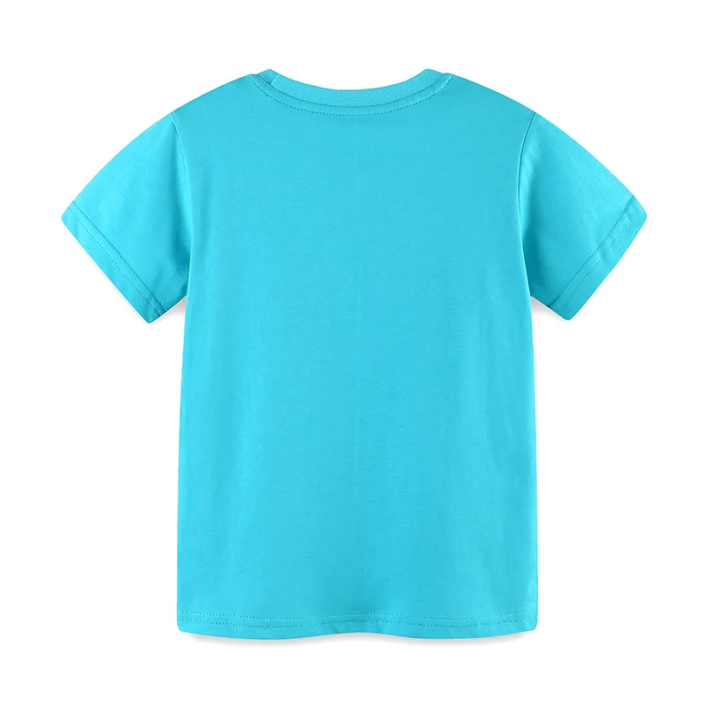 Summer Boys Short Sleeved T-Shirt Knitted Cotton Fashion Cartoon Excavator Round Neck Pullover Sweatshirt 2-7Y