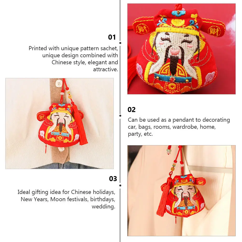 1Pcs Hanging Pendant Chinese Style Sachet Bag Feng Shui Blessing Ornament Car Home Decor Fragrant Relaxation Gift