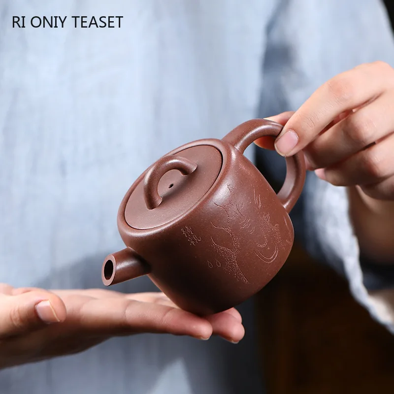 Imagem -03 - Yixing Bules de Argila Roxa Artistas Famosos Handmade Tea Pot Raw Minério Roxo Lama Beleza Chaleira Chinês Zisha Tea Conjunto Presentes 160ml