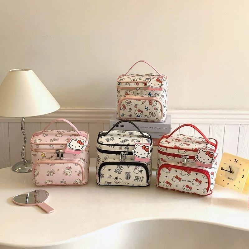 Japanese Style Cartoon Sanrio Makeup Bag Kawaii HelloKitty Multi Functional Storage Bag Home Furnishings view 4