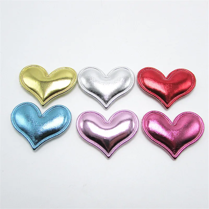 100 Stück 3,5*3CM PU-Herz-Applikationen zum Aufnähen für Kleidung, Hüte, Nähzubehör, DIY-Kopfbedeckungen, Schleifendekoration, Aufnäher – Detail 10
