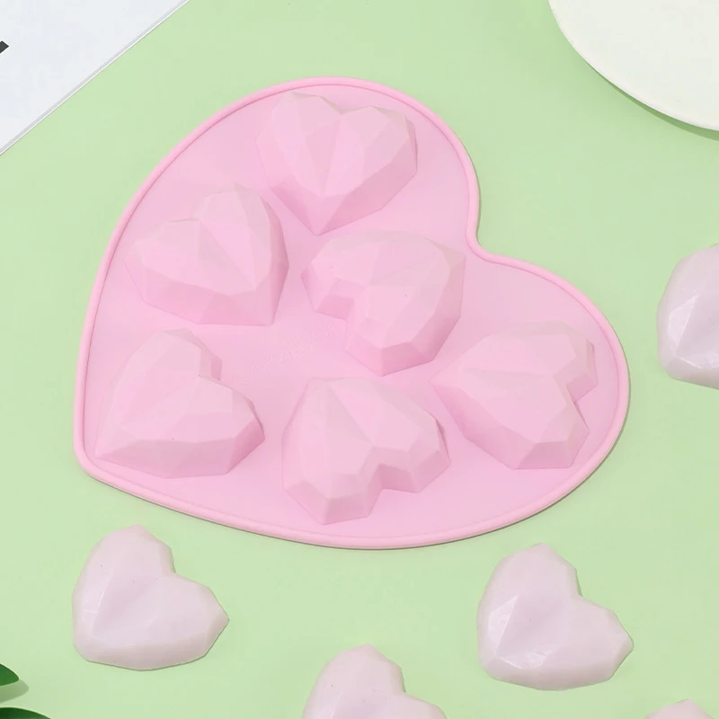 6 Cavity 3d Mousse Bakeware Soap Form Pastry Tools Cake Diamond Silicone Love Mould Decorating Diy Silicone Mold