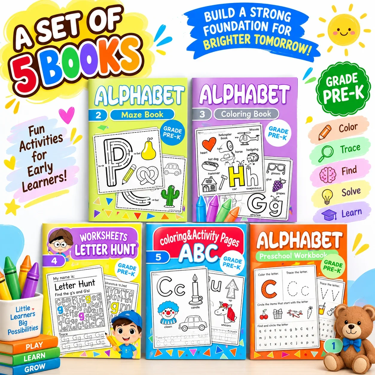 Alphabet Coloring Book for Kids, Toddlers ABC Letter Coloring Workbook, Preschool Learning Activity Book