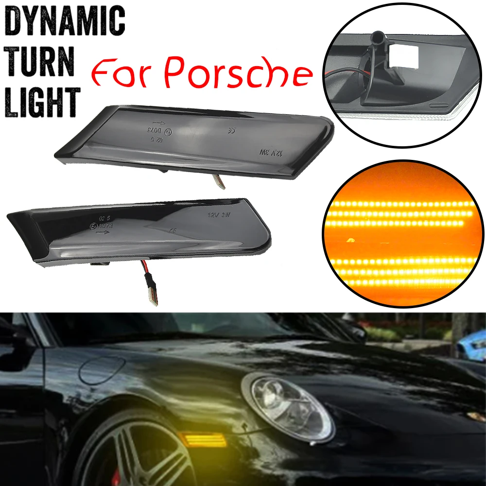 Car Blinker Indicator Light 2x For Porsche 987 Cayman Boxster 911 997 Carrera Turbo GT3 GT2 Dynamic LED Side Marker Turn Signal view 6