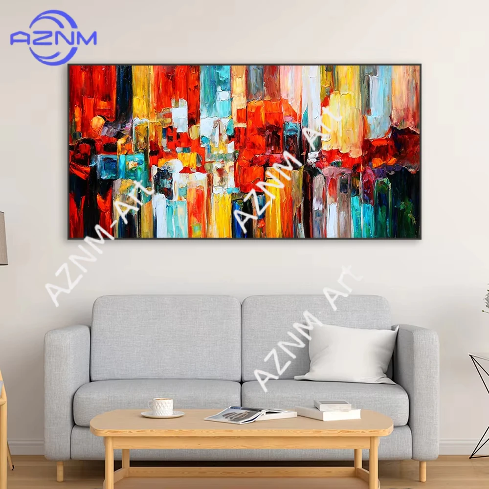 

1 шт. Яркий абстрактный экспрессионистский постер с принтом маслом, красочный современный принт, картина на холсте для гостиной, декор для спальни
