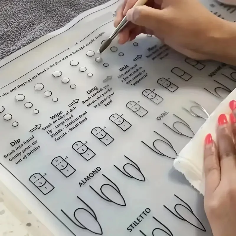 アクリルネイルトレーニングマット プロフェッショナルネイル練習マット トレーニングガイド付き アクリルフィンガーネイル用フレキシブルロールアップテンプレート