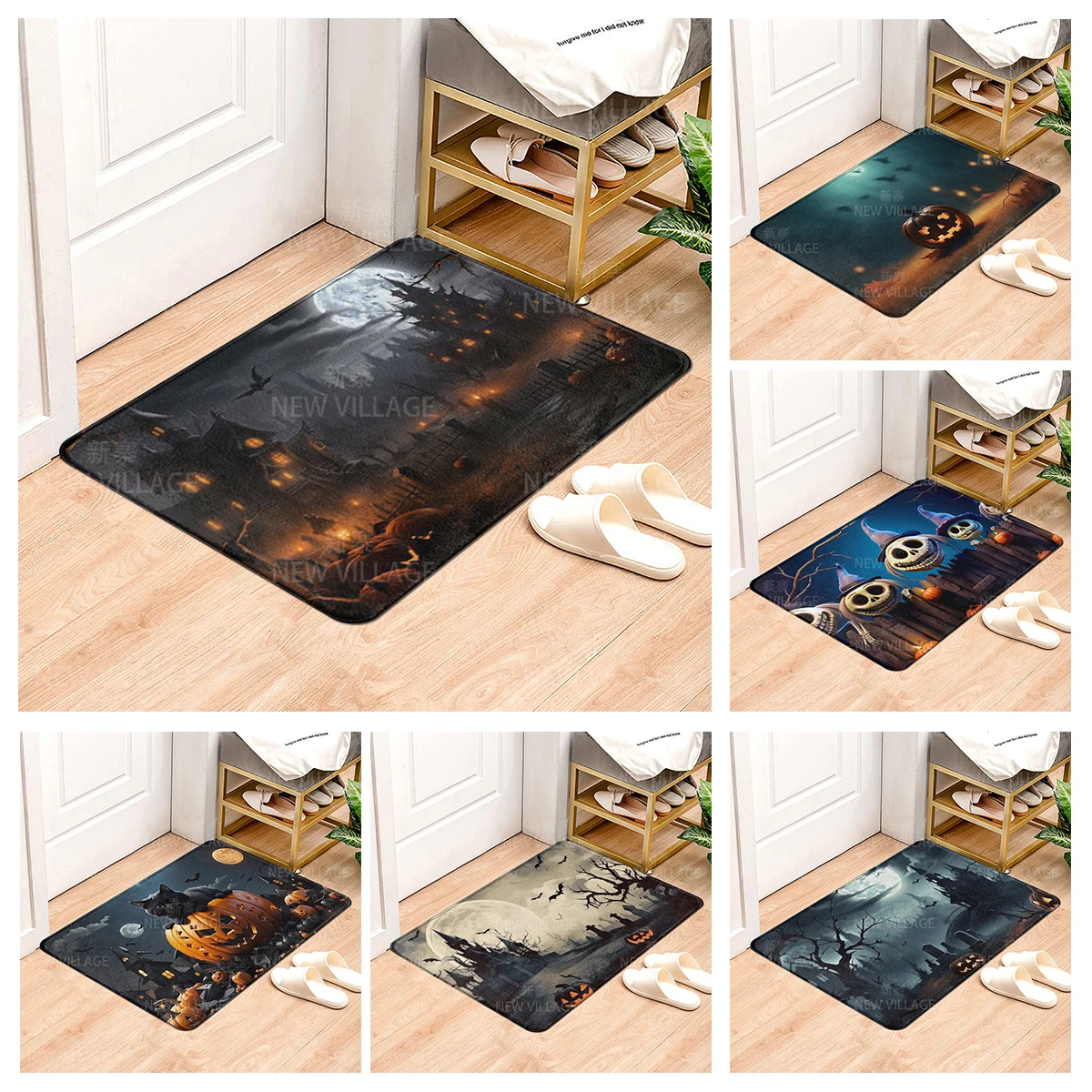 House entrance carpet Home door mat Living Room Bath Foot bathroom non-slip water absorption rugs bath Halloween Autumn Pumpkin