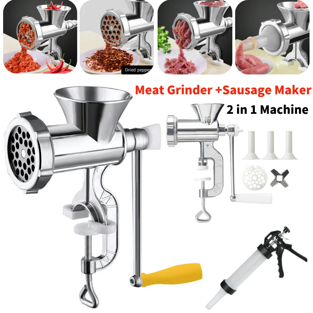 Handheld Manual Meat Making Mincer Grinder Cooking Tools Portable Noodles Sausage Stuffer Filler Hand Crank Accessories Kitchen