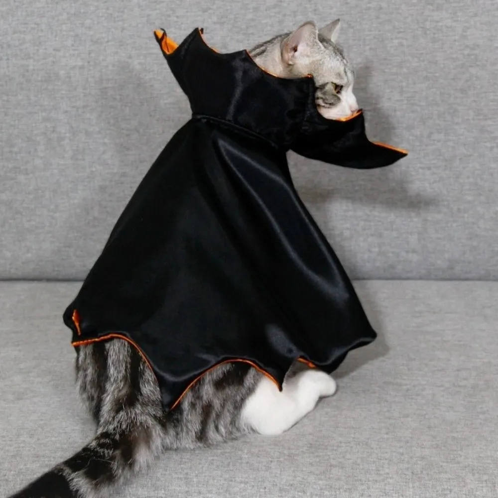 

Cool Bat Transformation Halloween Pet Costume Adjustable Comfortable Cat Cosplay Cloak Stand-collar Bow Kitten Dress Party