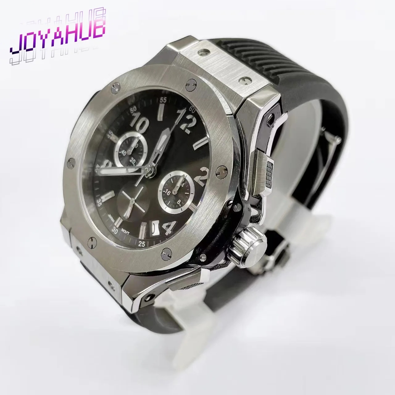 

Customized LOGO Stainless Steel Watch Rose Gold Case 42.5mm Assembled Japanese VK63 Quartz Movement Rubber Strap Mineral Glass