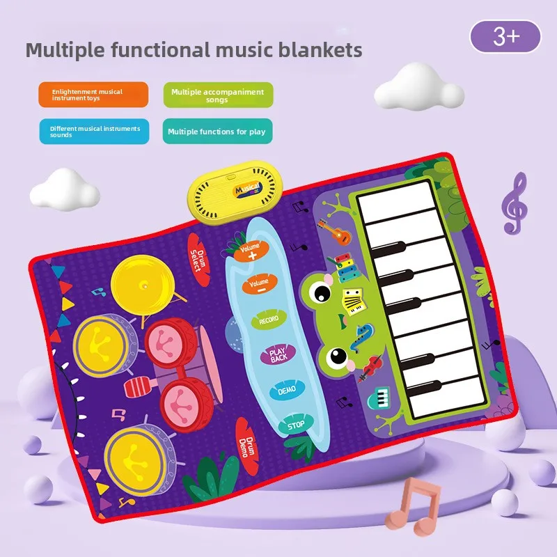 Cobertor de dança com pedal para crianças, bebê, educação precoce, tapete de piano, brinquedo educacional sensível ao toque, 80x50cm