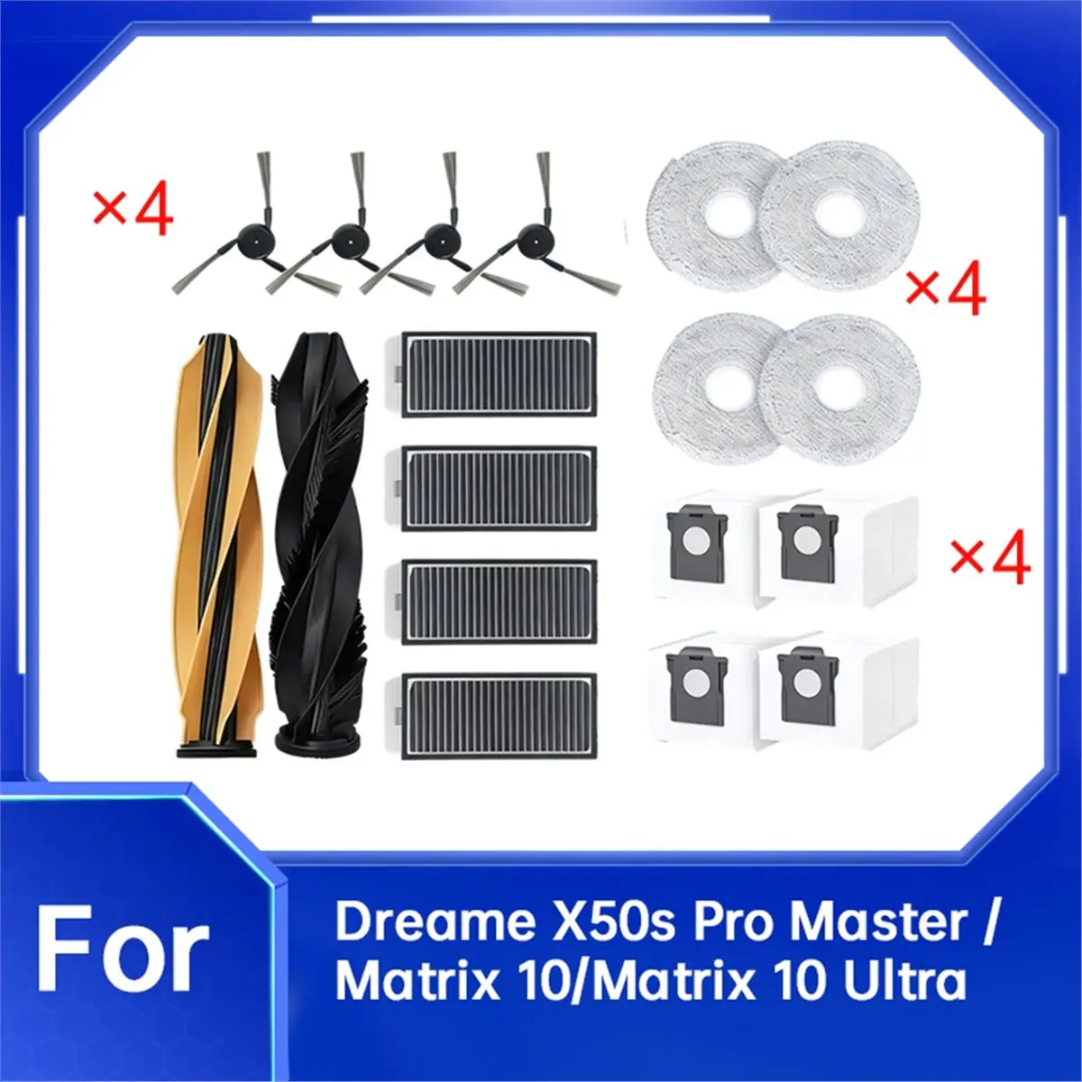 YDSC 18 Pcs for Dreame X50s Pro Master / Matrix 10/Matrix 10 Ultra Sweeping Accessories Main Side Brush Mop Filter Dust Bags - view 2
