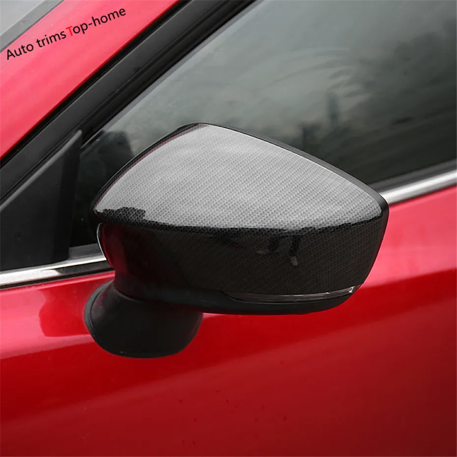 For Mazda 3 2017 2018 Side Rearview Mirror Cap Decoration Cover Trim Black / Carbon Fiber Plastic Accessories Exterior Kit