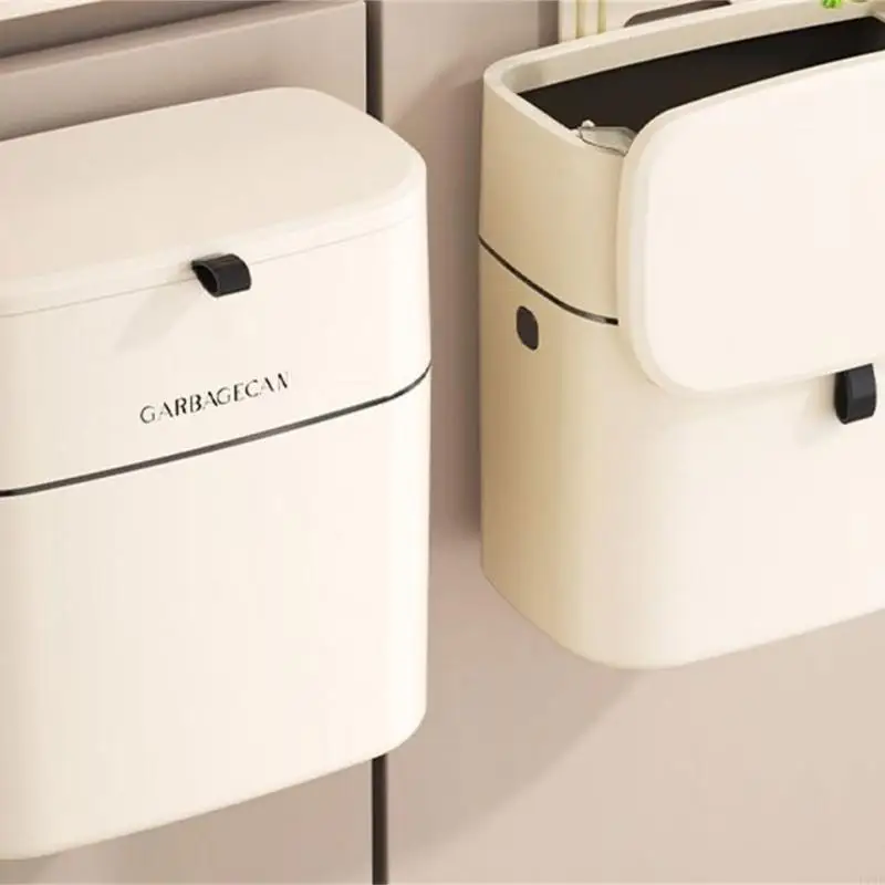 F19B Wall Mounted Hanging Trash Bin with Lid Trash Bin Garbage Can Counter
