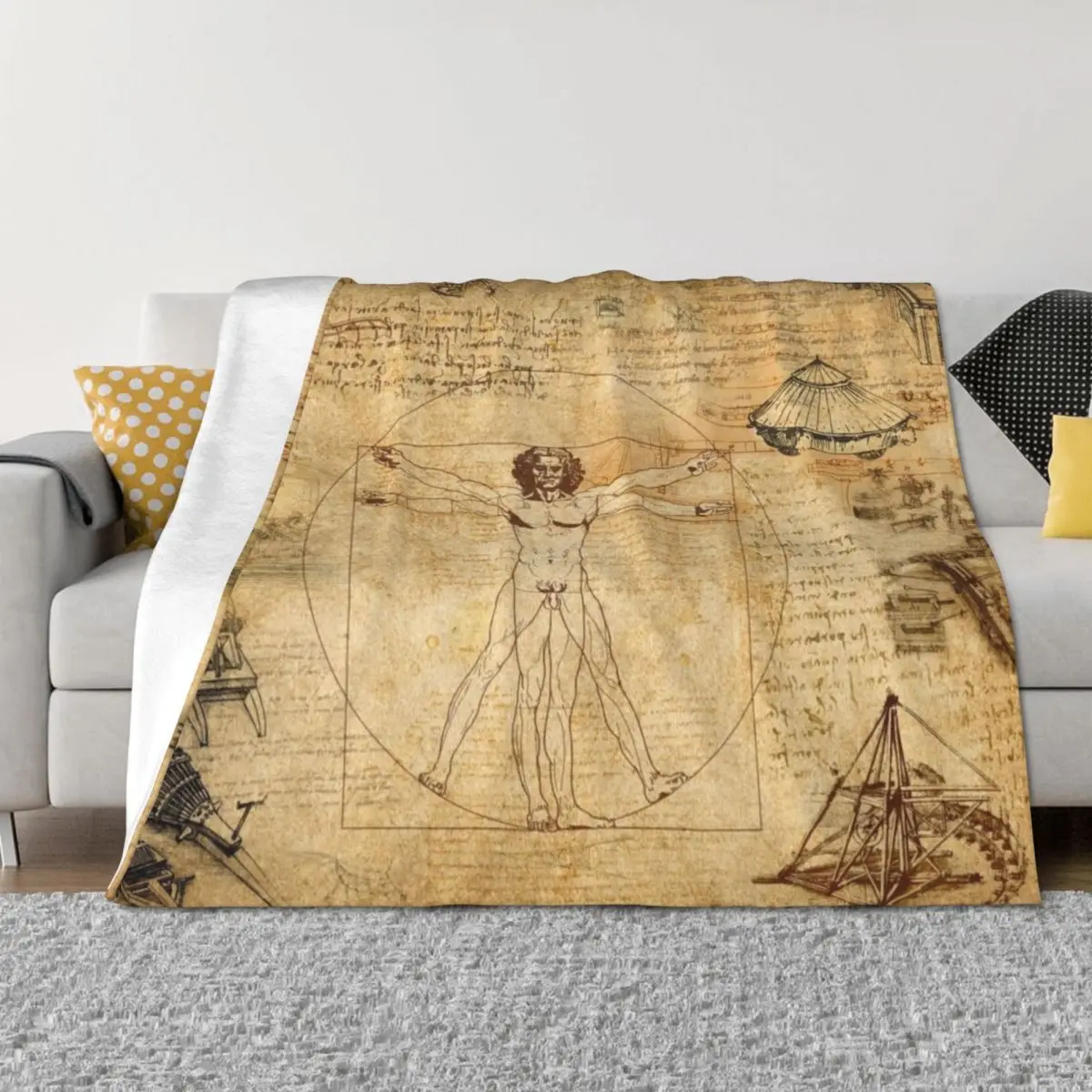 

Leonardo da Vinci The Vitruvian Man (edited) Throw Blanket Custom Stuffeds Cute Nap Blankets