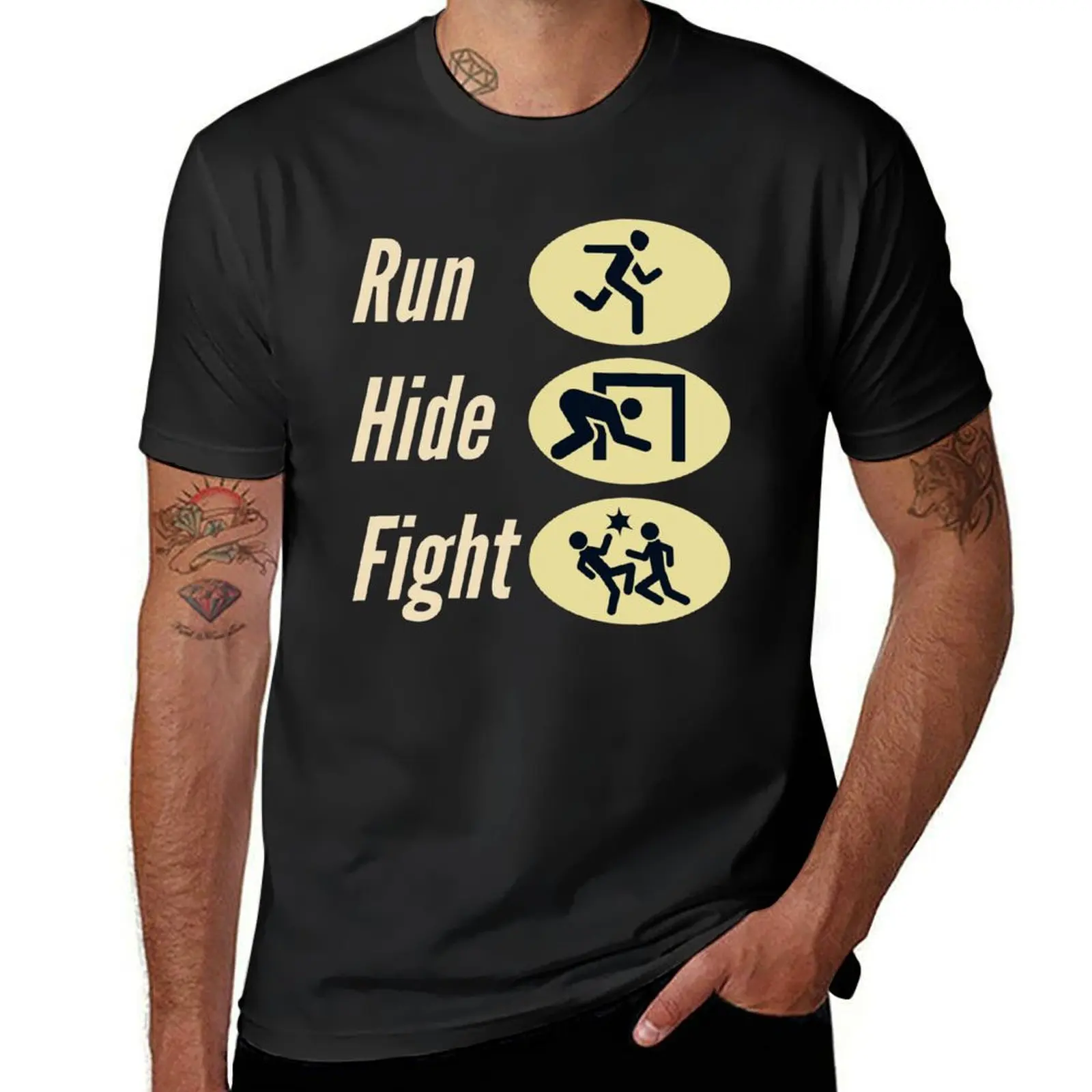 Run -- Hide -- Fight T-Shirt shirts graphic tees boys animal print mens graphic t-shirts funny