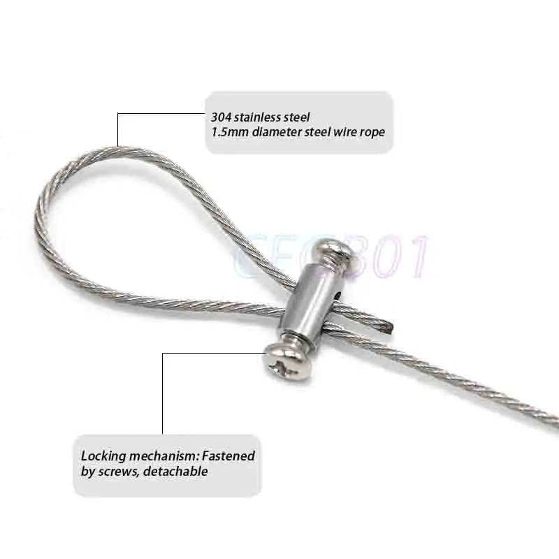 304 Stainless Steel Wire Rope Lock Buckle Double Hole Adjustable Telescopic Self-Locking Fastener Hanging Fitting